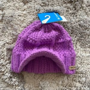 columbia purple knit visor beanie winter hat
